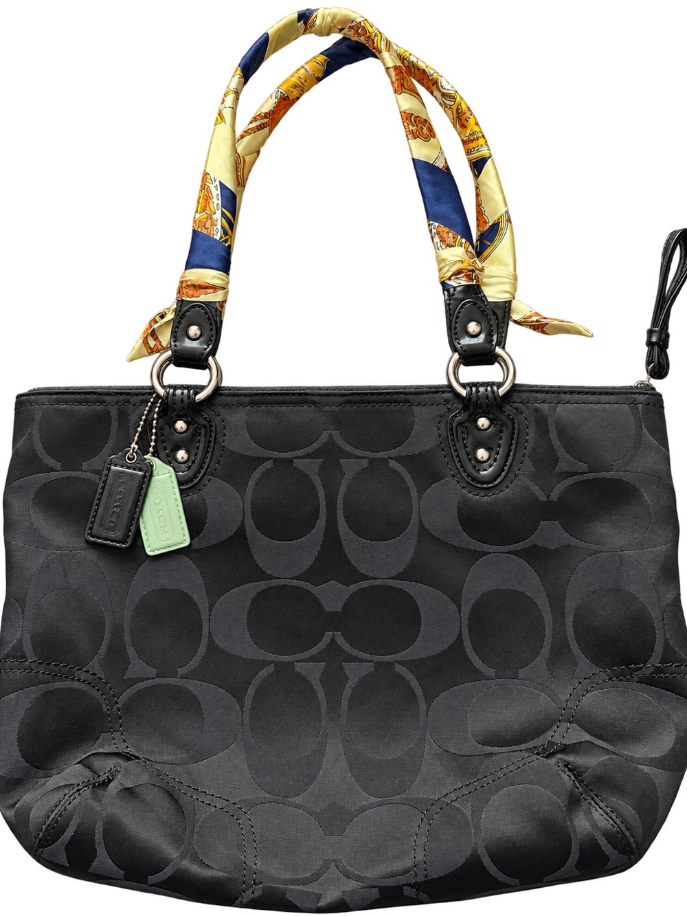 Coach Black Signature Jacquard Shoulder Tote Bag F23523 (As Is)